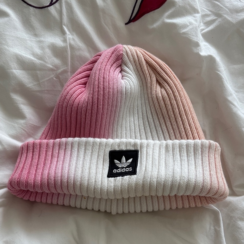Adidas Kids' Pink, White, and Tan Beanie